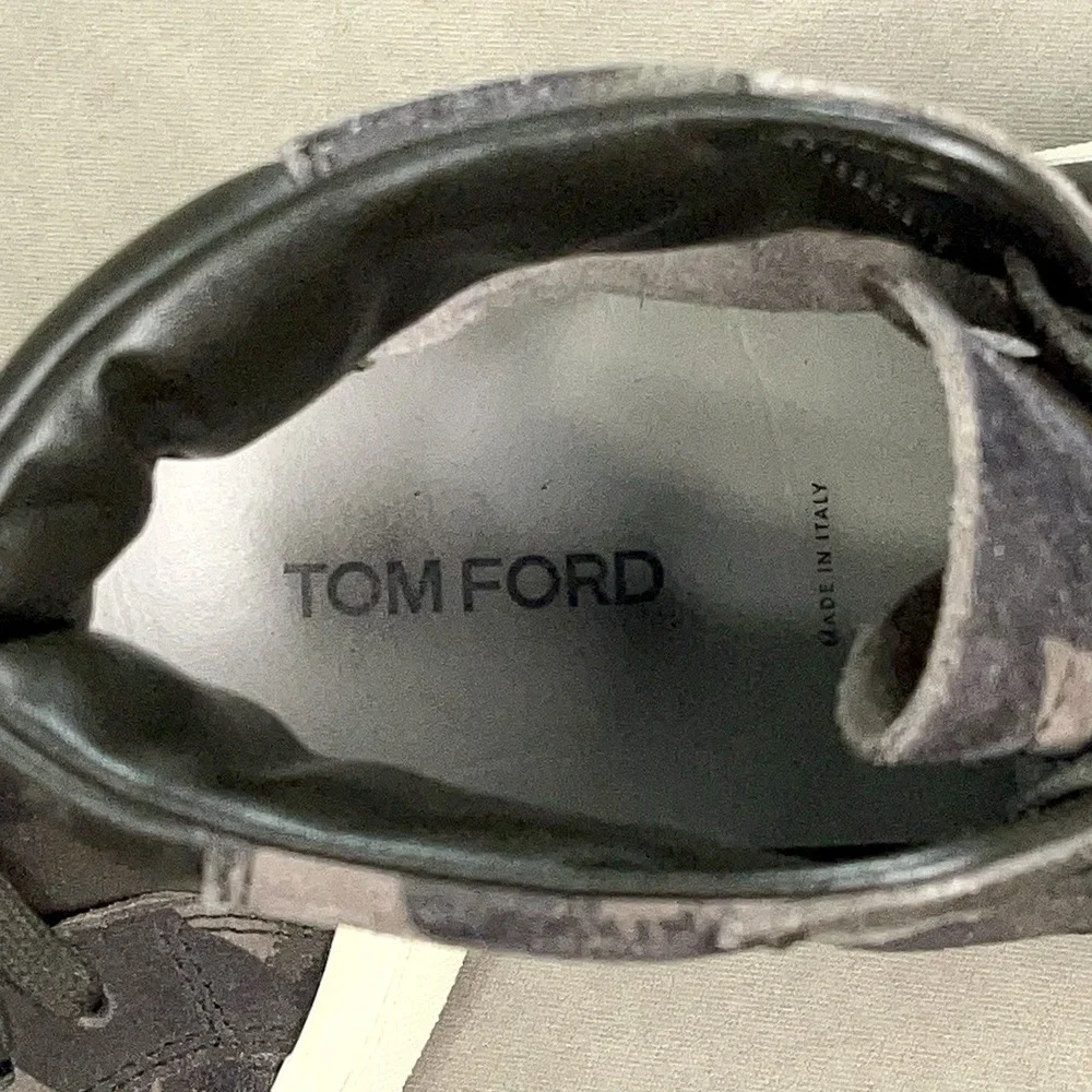 Tom Ford Camo Cambridge Hi Taupe Black Camouflage‎ Sneakers Men's Size 8.5